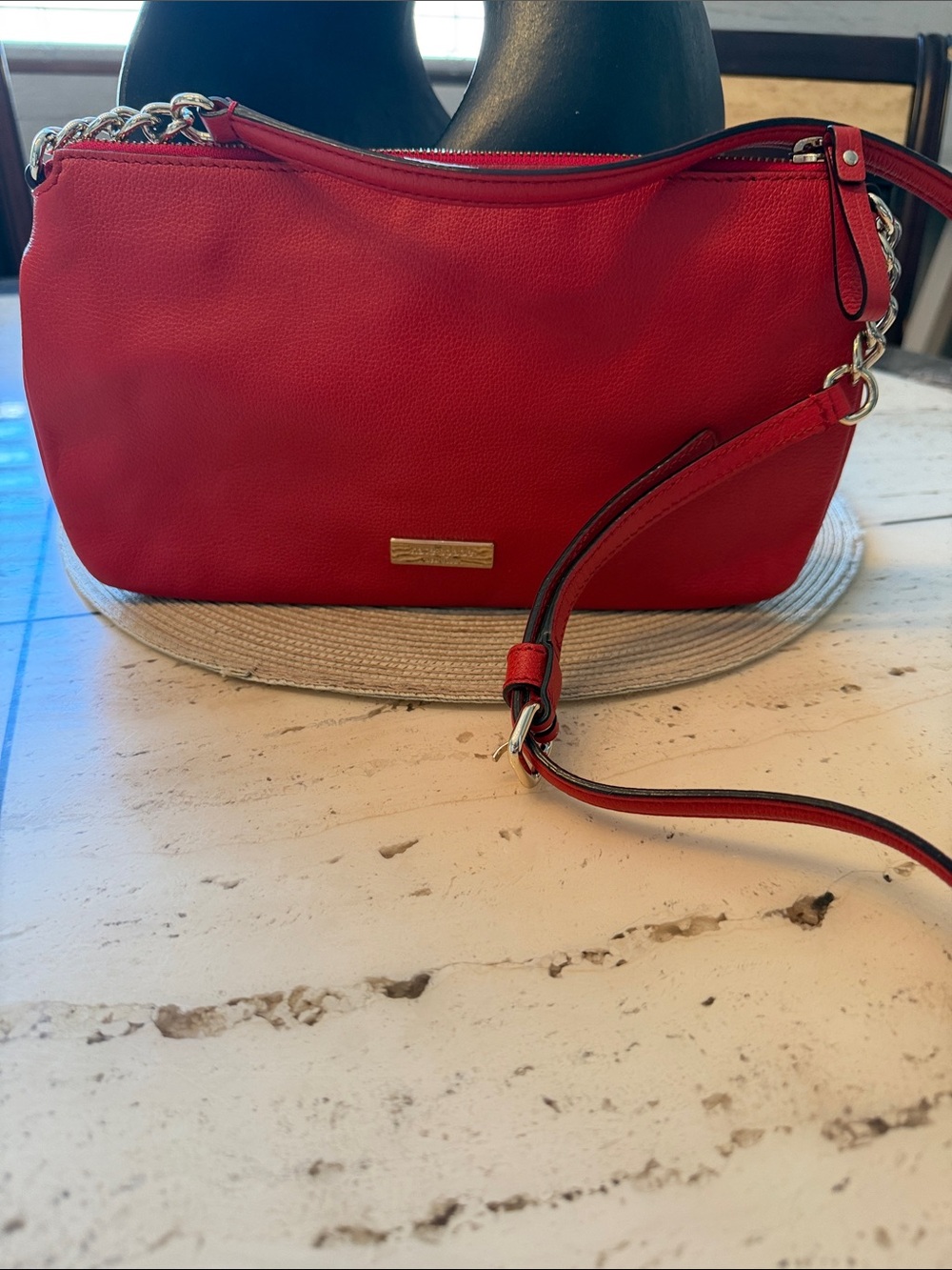 kate spade Red Bow-Accent Adjustable Pebbled Leather Crossbody Bag - Picture 3 of 13